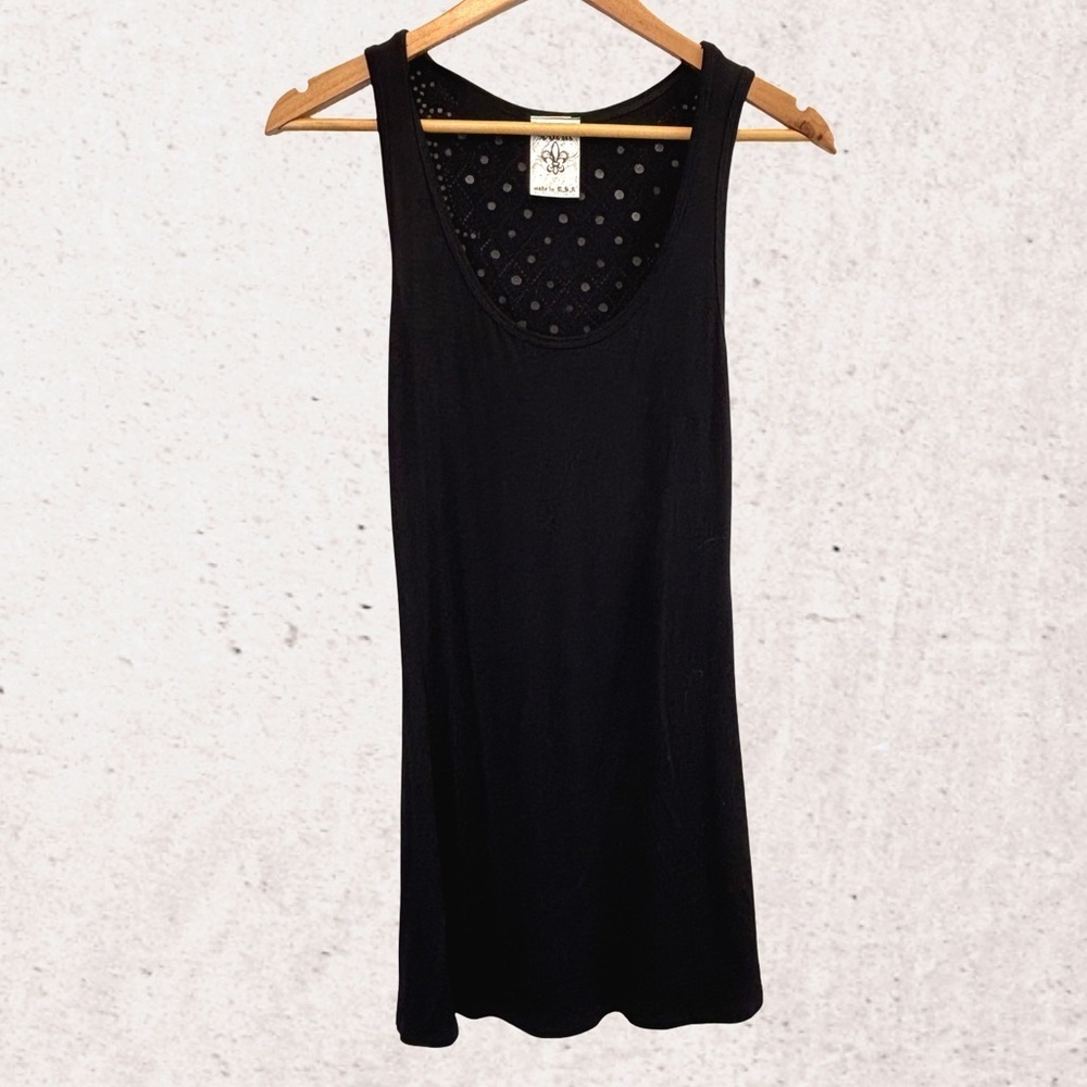 Vocal Black Sleeveless Mini Dress with Lace Detail